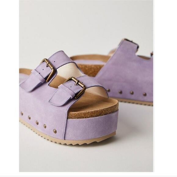 Free People Rule Breaker Platform Sandals Purple Suede 38 - Picture 1 of 6